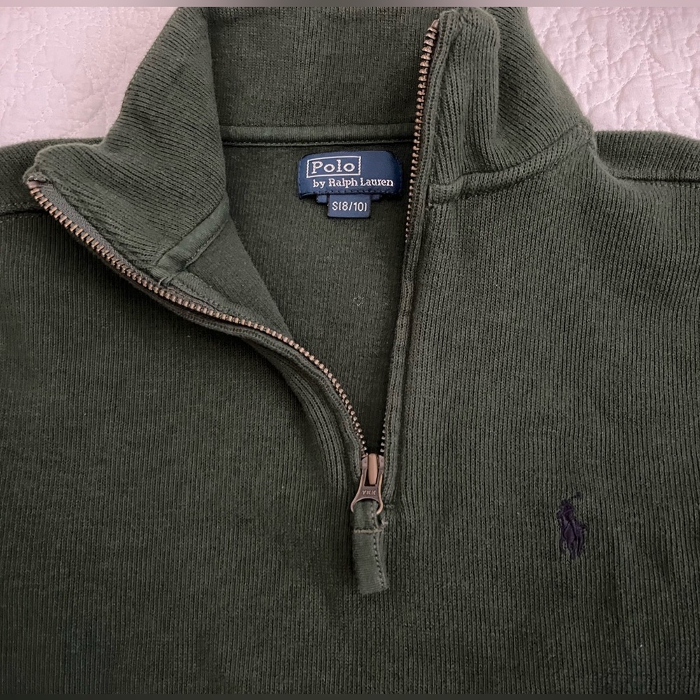 Polo Ralph Lauren Quarter Zip Dark Green Sweater-EUC